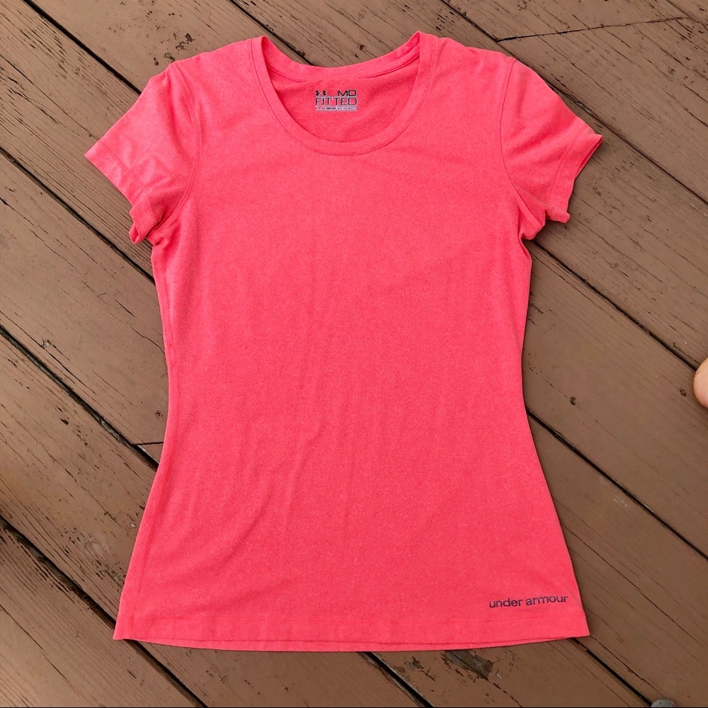 Under Armour Coral Hot Pink Workout Tee Gym Run